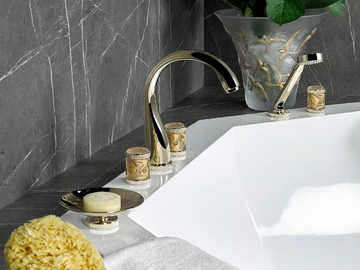 HIRONDELLES DORÉ - Bath mixer and handshower supplied by progressive cartridge mixer by THG Paris - view 2
